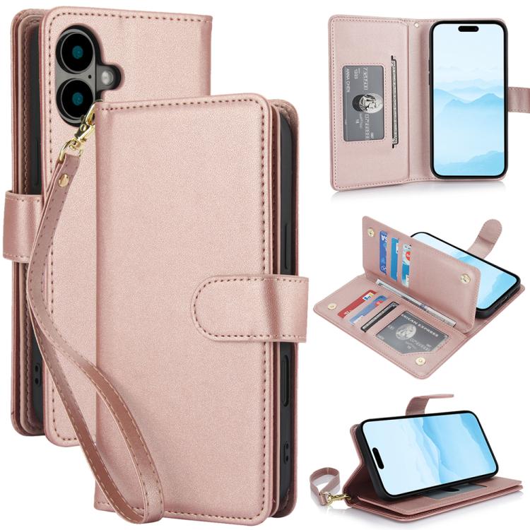 Multi-Card Wallet RFID Leather Phone Case, For iPhone 16 Plus, For iPhone 16, For iPhone 15 Pro Max