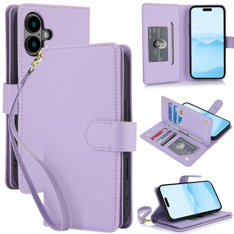 Multi-Card Wallet RFID Leather Phone Case, For iPhone 16 Plus, For iPhone 16, For iPhone 15 Pro Max