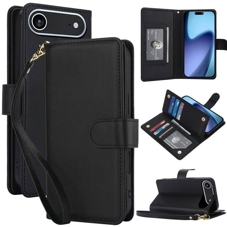 Multi-Card Wallet RFID Leather Phone Case, For iPhone 16 Plus, For iPhone 16, For iPhone 15 Pro Max