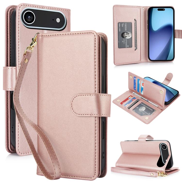 Multi-Card Wallet RFID Leather Phone Case, For iPhone 16 Plus, For iPhone 16, For iPhone 15 Pro Max