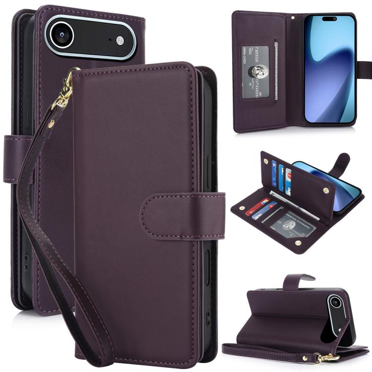 Multi-Card Wallet RFID Leather Phone Case, For iPhone 16 Plus, For iPhone 16, For iPhone 15 Pro Max