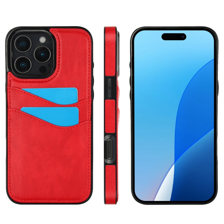 Litchi Leather Skin Card Slots Phone Case, For iPhone 16e, For iPhone 16 Pro Max, For iPhone 16 Pro, For iPhone 16 Plus