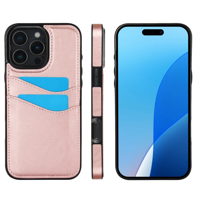 Litchi Leather Skin Card Slots Phone Case, For iPhone 16e, For iPhone 16 Pro Max, For iPhone 16 Pro, For iPhone 16 Plus