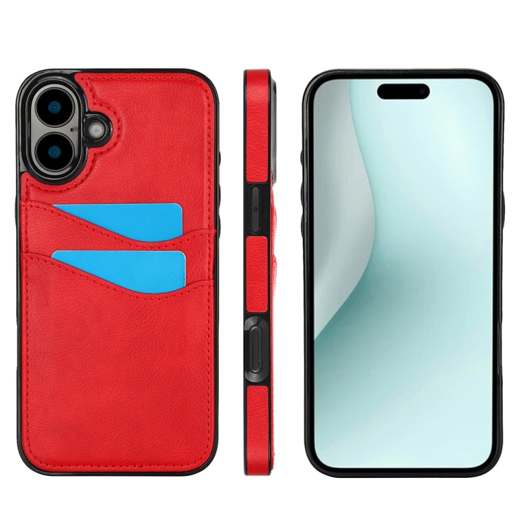 Litchi Leather Skin Card Slots Phone Case, For iPhone 16e, For iPhone 16 Pro Max, For iPhone 16 Pro, For iPhone 16 Plus