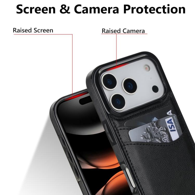 Litchi Leather Skin Card Slots Phone Case, For iPhone 17 Pro Max, For iPhone 17 Pro, For iPhone 17, For iPhone Air