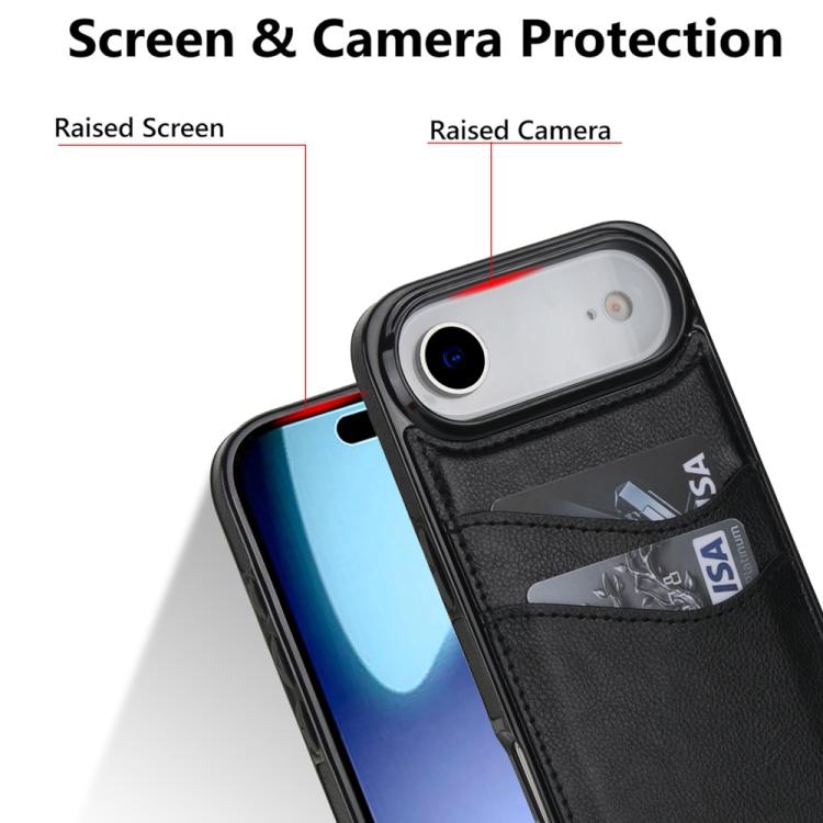 Litchi Leather Skin Card Slots Phone Case, For iPhone 16e, For iPhone 16 Pro Max, For iPhone 16 Pro, For iPhone 16 Plus