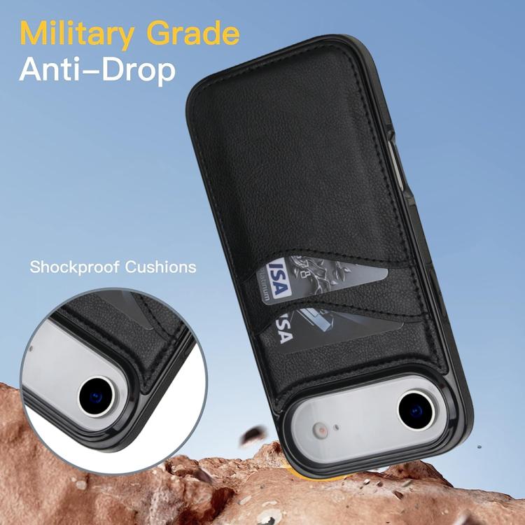 Litchi Leather Skin Card Slots Phone Case, For iPhone 16e, For iPhone 16 Pro Max, For iPhone 16 Pro, For iPhone 16 Plus