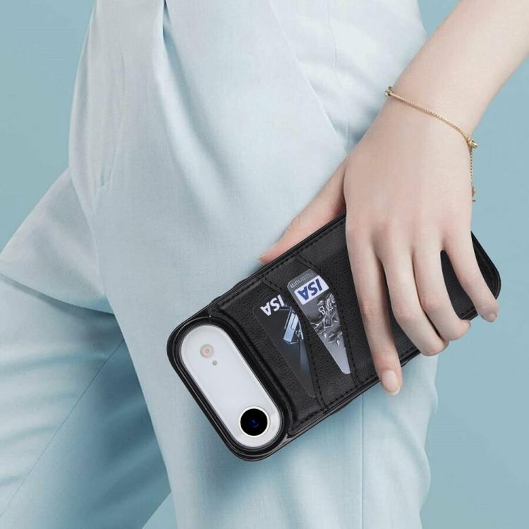 Litchi Leather Skin Card Slots Phone Case, For iPhone 16e, For iPhone 16 Pro Max, For iPhone 16 Pro, For iPhone 16 Plus