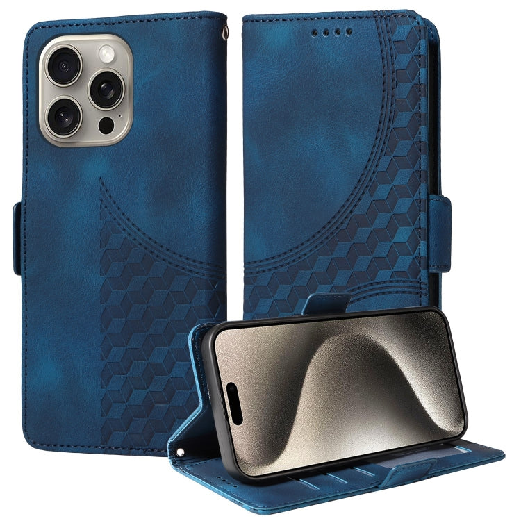 Embossed Rhombus Starry Leather Phone Case, For iPhone 16, For iPhone 15 Pro Max, For iPhone 15 Pro, For iPhone 15 Plus