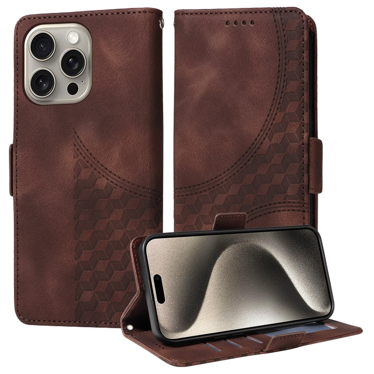 Embossed Rhombus Starry Leather Phone Case, For iPhone 16, For iPhone 15 Pro Max, For iPhone 15 Pro, For iPhone 15 Plus