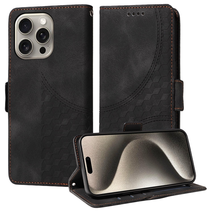 Embossed Rhombus Starry Leather Phone Case, For iPhone 16, For iPhone 15 Pro Max, For iPhone 15 Pro, For iPhone 15 Plus