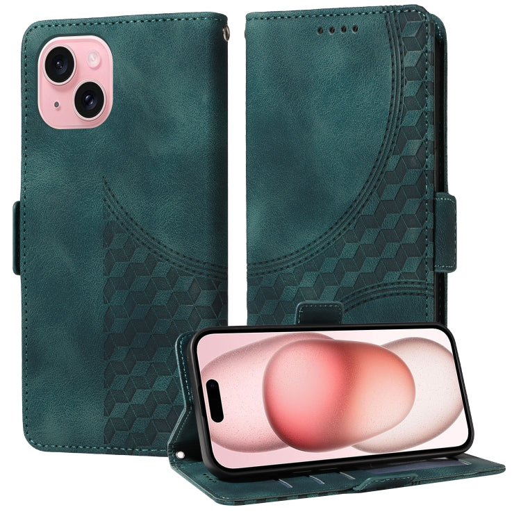 Embossed Rhombus Starry Leather Phone Case, For iPhone 15, For iPhone 14 Plus, For iPhone 14, For iPhone 14 Pro