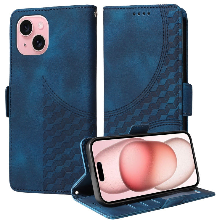 Embossed Rhombus Starry Leather Phone Case, For iPhone 15, For iPhone 14 Plus, For iPhone 14, For iPhone 14 Pro