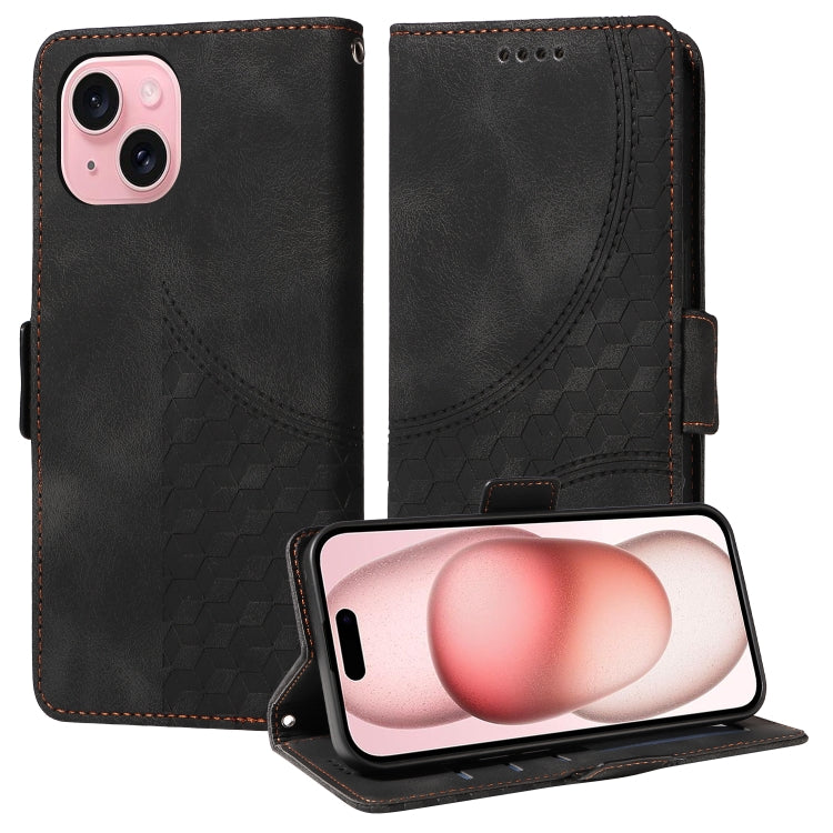 Embossed Rhombus Starry Leather Phone Case, For iPhone 15, For iPhone 14 Plus, For iPhone 14, For iPhone 14 Pro