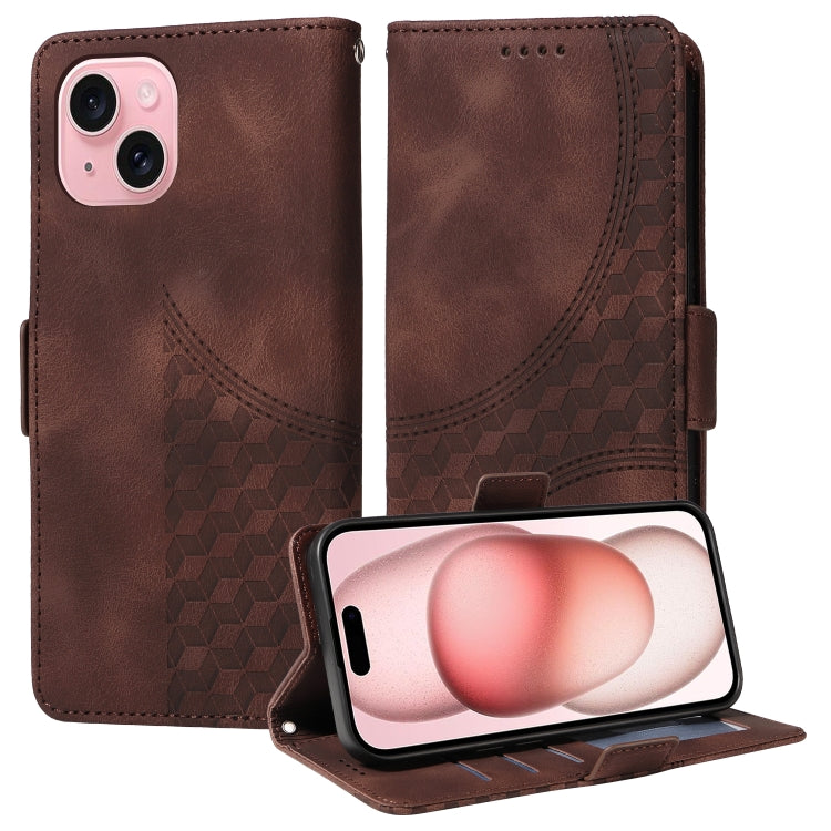 Embossed Rhombus Starry Leather Phone Case, For iPhone 15, For iPhone 14 Plus, For iPhone 14, For iPhone 14 Pro