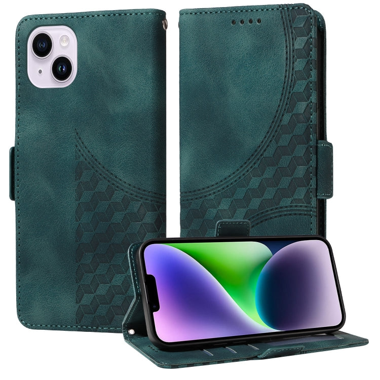 Embossed Rhombus Starry Leather Phone Case, For iPhone 15, For iPhone 14 Plus, For iPhone 14, For iPhone 14 Pro