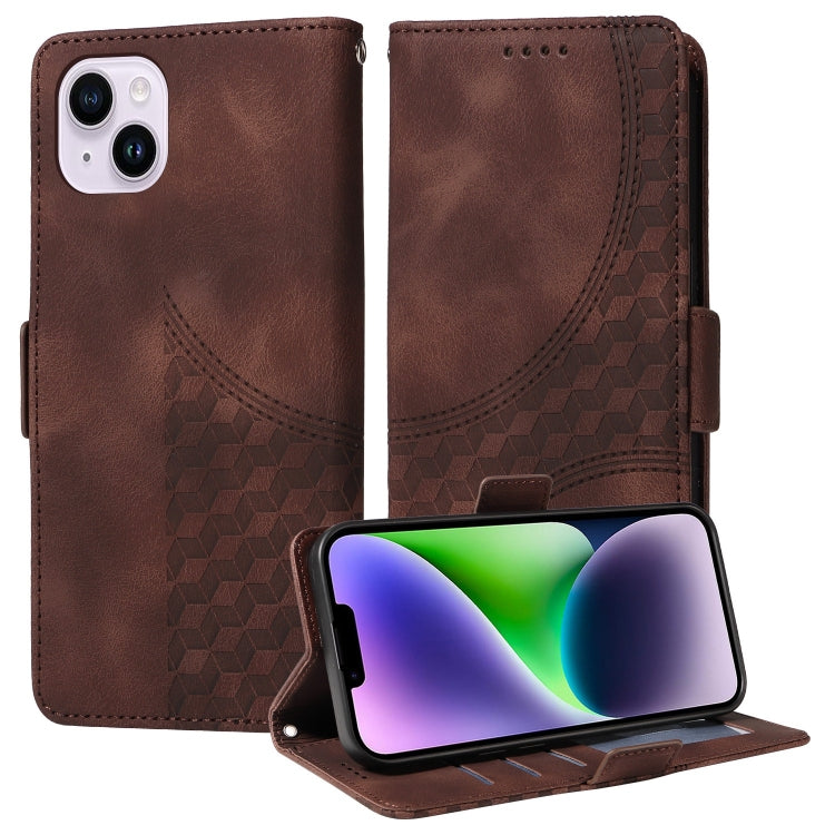 Embossed Rhombus Starry Leather Phone Case, For iPhone 15, For iPhone 14 Plus, For iPhone 14, For iPhone 14 Pro