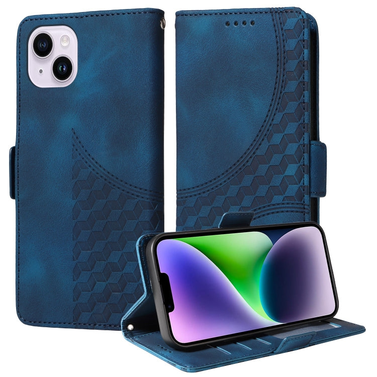 Embossed Rhombus Starry Leather Phone Case, For iPhone 15, For iPhone 14 Plus, For iPhone 14, For iPhone 14 Pro