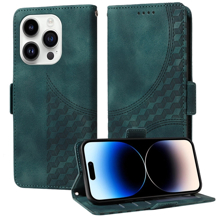 Embossed Rhombus Starry Leather Phone Case, For iPhone 15, For iPhone 14 Plus, For iPhone 14, For iPhone 14 Pro
