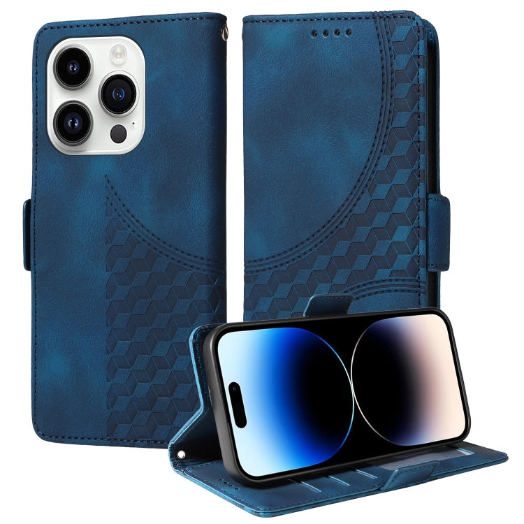Embossed Rhombus Starry Leather Phone Case, For iPhone 15, For iPhone 14 Plus, For iPhone 14, For iPhone 14 Pro