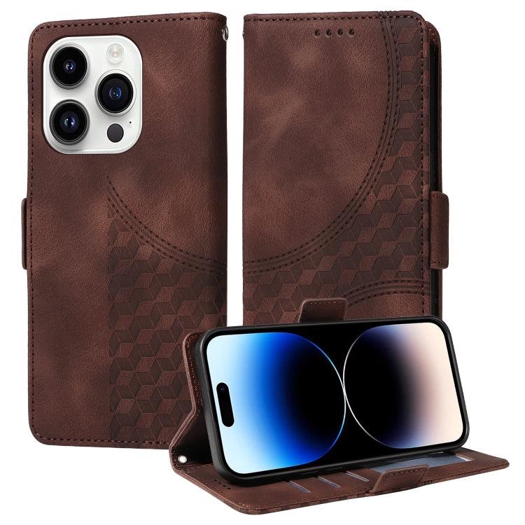 Embossed Rhombus Starry Leather Phone Case, For iPhone 15, For iPhone 14 Plus, For iPhone 14, For iPhone 14 Pro