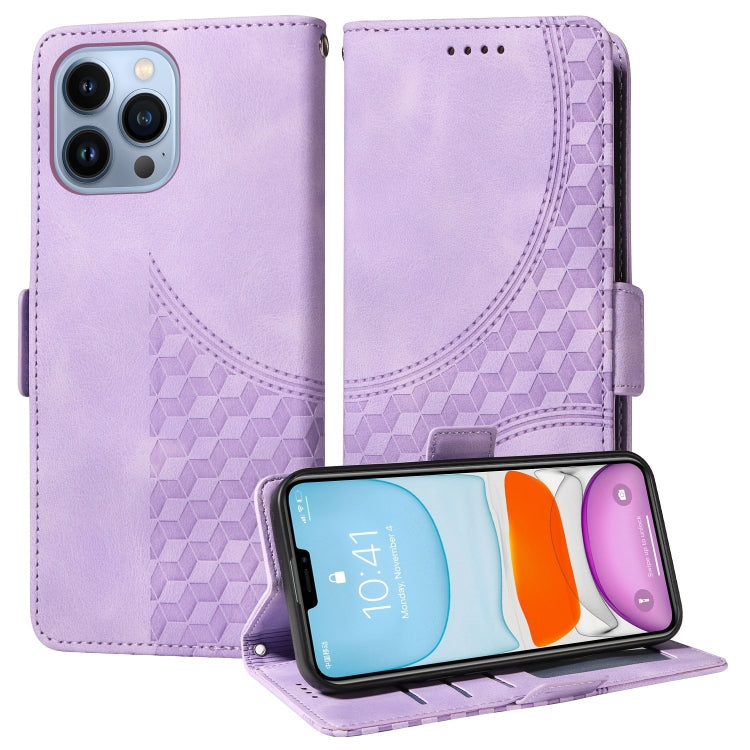 Embossed Rhombus Starry Leather Phone Case, For iPhone 12 Pro Max, For iPhone 12 / 12 Pro, For iPhone 11 Pro Max, For iPhone 11