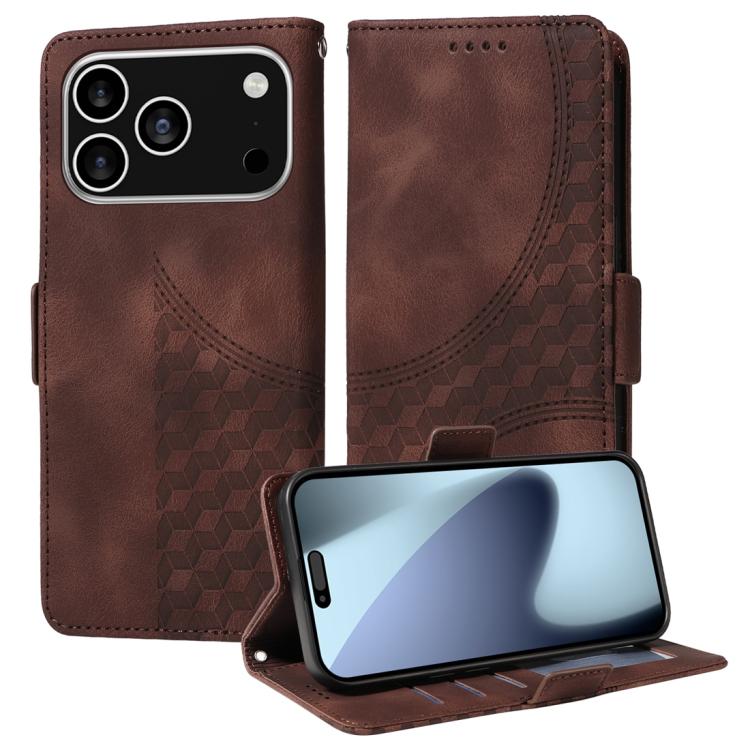 Embossed Rhombus Starry Leather Phone Case, For iPhone 17 Pro Max, For iPhone 17 Pro, For iPhone 17, For iPhone Air