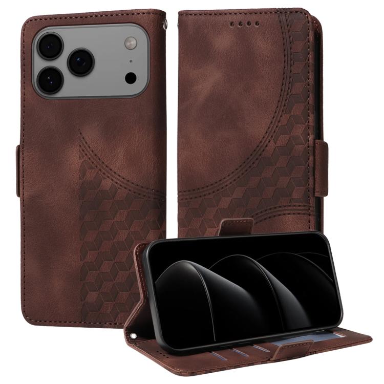 Embossed Rhombus Starry Leather Phone Case, For iPhone 17 Pro Max, For iPhone 17 Pro, For iPhone 17, For iPhone Air