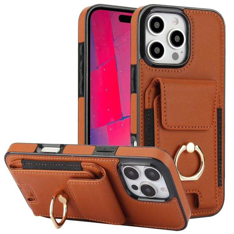 Elastic Card Bag Ring Holder Phone Case, For iPhone 16 Pro Max, For iPhone 16 Pro, For iPhone 16 Plus, For iPhone 16