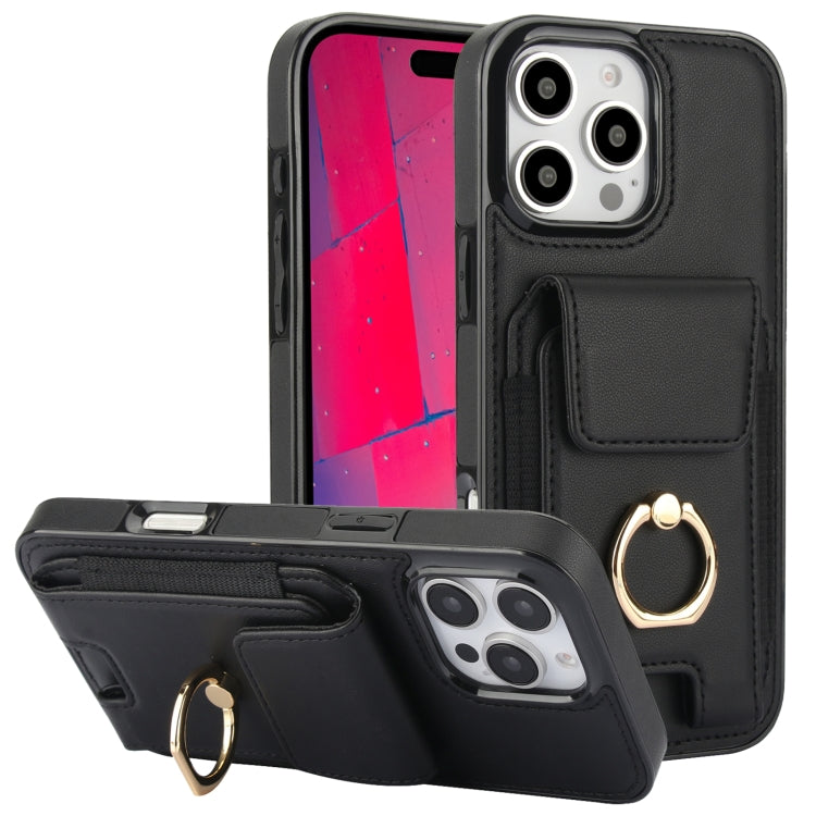 Elastic Card Bag Ring Holder Phone Case, For iPhone 16 Pro Max, For iPhone 16 Pro, For iPhone 16 Plus, For iPhone 16