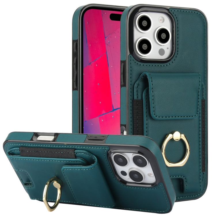 Elastic Card Bag Ring Holder Phone Case, For iPhone 16 Pro Max, For iPhone 16 Pro, For iPhone 16 Plus, For iPhone 16