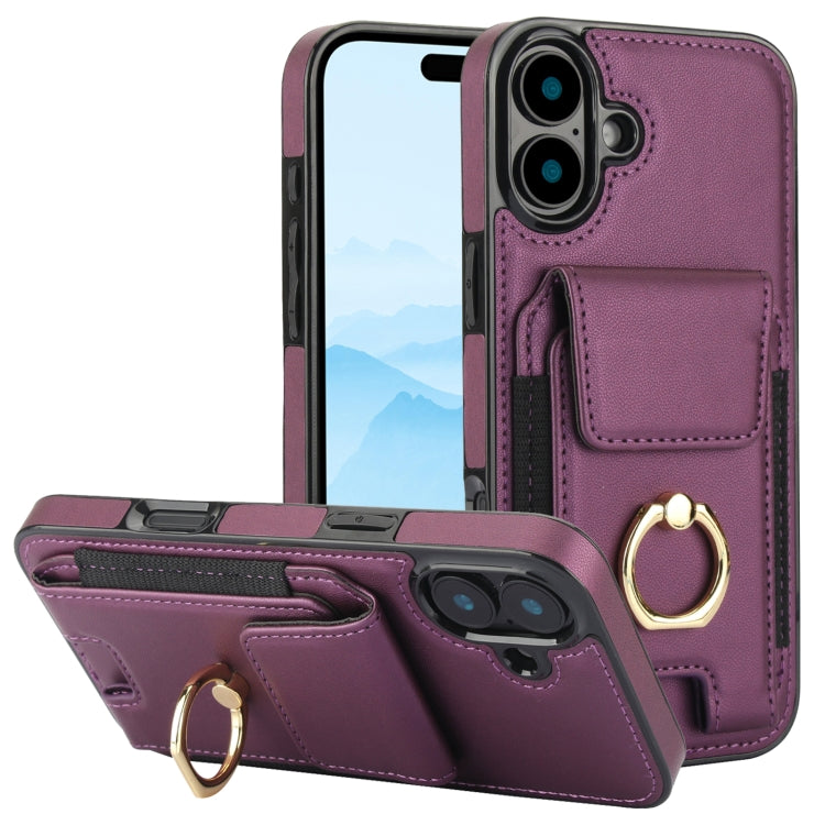 Elastic Card Bag Ring Holder Phone Case, For iPhone 16 Pro Max, For iPhone 16 Pro, For iPhone 16 Plus, For iPhone 16