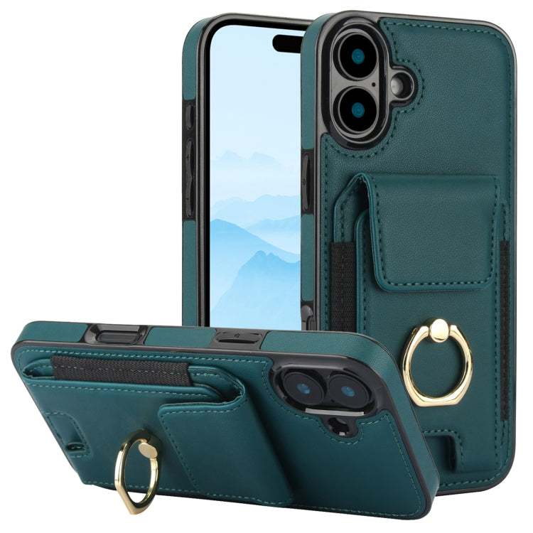 Elastic Card Bag Ring Holder Phone Case, For iPhone 16 Pro Max, For iPhone 16 Pro, For iPhone 16 Plus, For iPhone 16