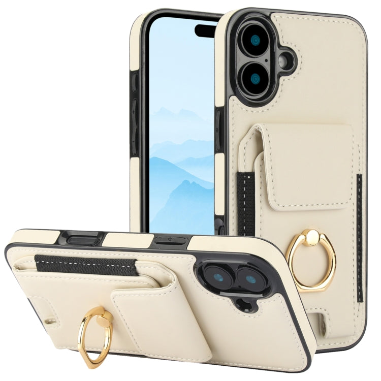 Elastic Card Bag Ring Holder Phone Case, For iPhone 16 Pro Max, For iPhone 16 Pro, For iPhone 16 Plus, For iPhone 16