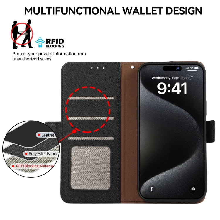 ABEEL Side-Magnetic Litchi Pattern Leather RFID Phone Case, For iPhone 13 Pro, For iPhone 13, For iPhone 12 Pro Max, For iPhone 12 Pro