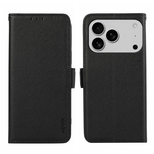 ABEEL Side-Magnetic Litchi Pattern Leather RFID Phone Case, For iPhone 17 Pro Max, For iPhone 17 Pro, For iPhone Air, For iPhone 15 Pro Max, For iPhone 15 Pro, For iPhone 15 Plus