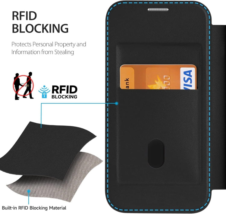 RFID Blocking Adsorption Flip Leather Phone Case, For iPhone 13 Pro Max, For iPhone 13 Pro, For iPhone 13, For iPhone 12
