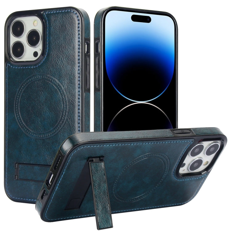 Retro Leather Invisible Stand MagSafe Phone Case, For iPhone 14 Pro, For iPhone 14 Pro Max, For iPhone 13 Pro Max