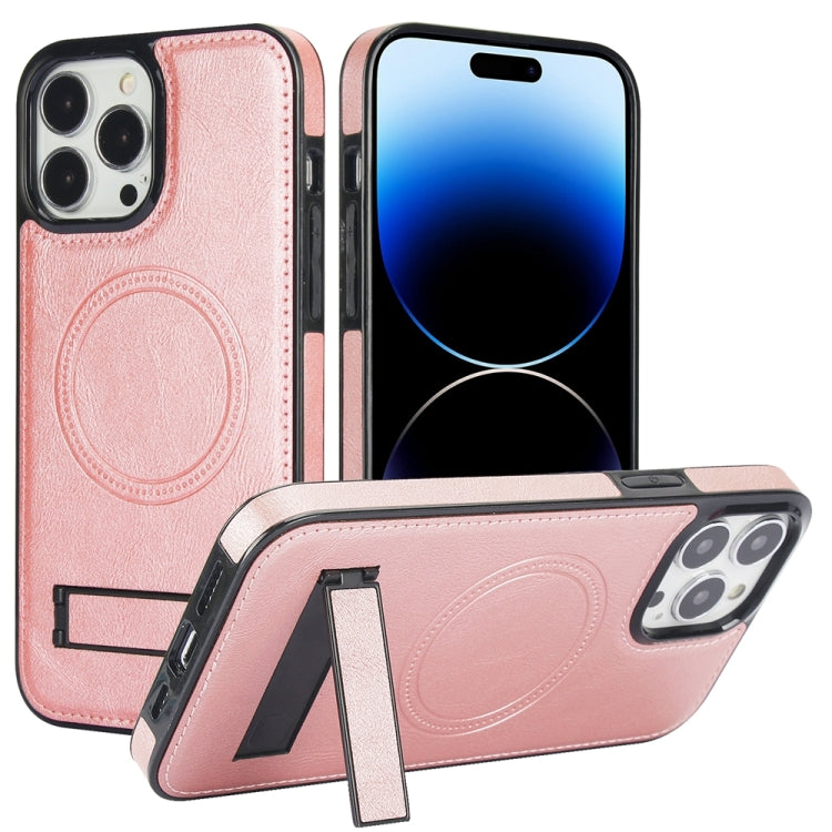 Retro Leather Invisible Stand MagSafe Phone Case, For iPhone 14 Pro, For iPhone 14 Pro Max, For iPhone 13 Pro Max