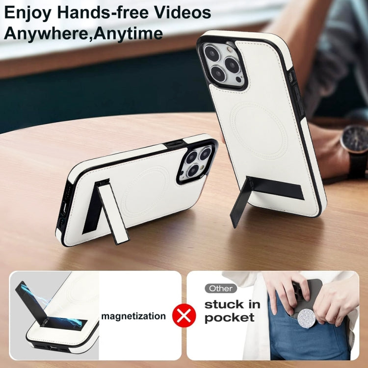 Retro Leather Invisible Stand MagSafe Phone Case, For iPhone 14 Pro, For iPhone 14 Pro Max, For iPhone 13 Pro Max