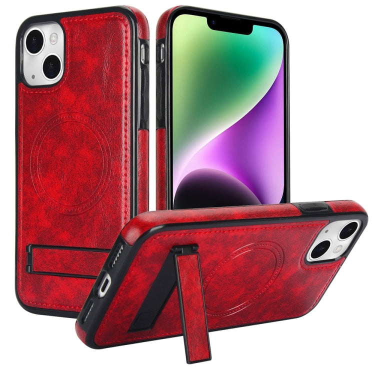 Retro Leather Invisible Stand MagSafe Phone Case, For iPhone 13 Pro, For iPhone 13, For iPhone 13 mini