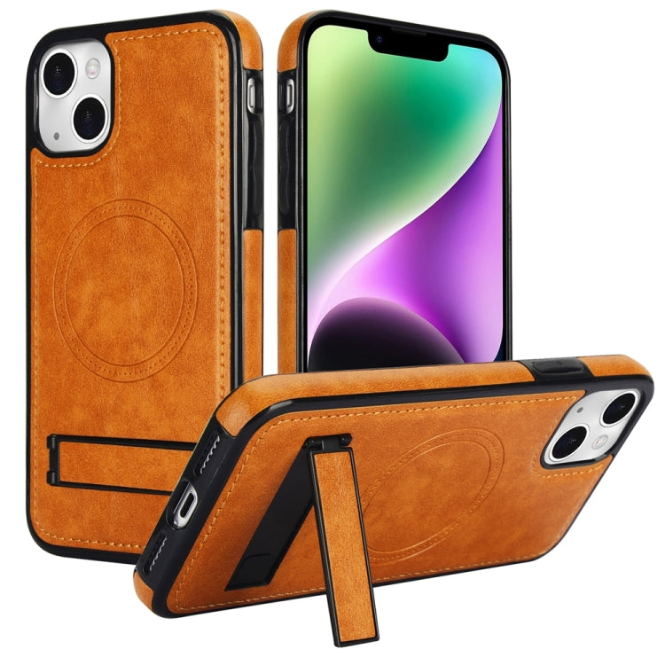 Retro Leather Invisible Stand MagSafe Phone Case, For iPhone 13 Pro, For iPhone 13, For iPhone 13 mini