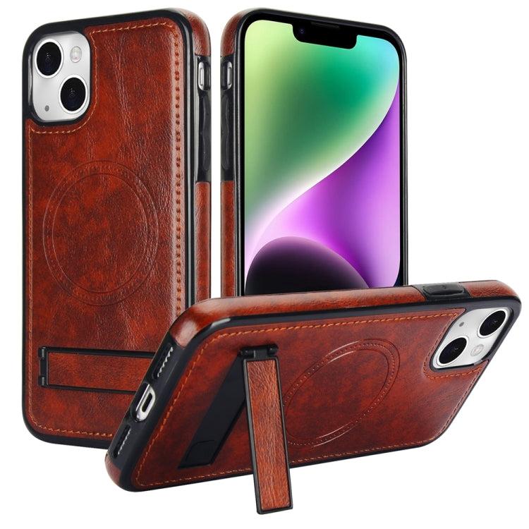 Retro Leather Invisible Stand MagSafe Phone Case, For iPhone 13 Pro, For iPhone 13, For iPhone 13 mini