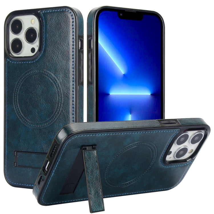 Retro Leather Invisible Stand MagSafe Phone Case, For iPhone 13 Pro, For iPhone 13, For iPhone 13 mini