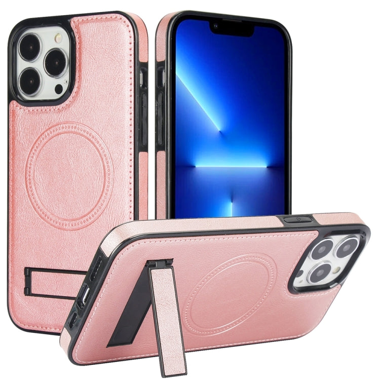 Retro Leather Invisible Stand MagSafe Phone Case, For iPhone 14 Pro, For iPhone 14 Pro Max, For iPhone 13 Pro Max