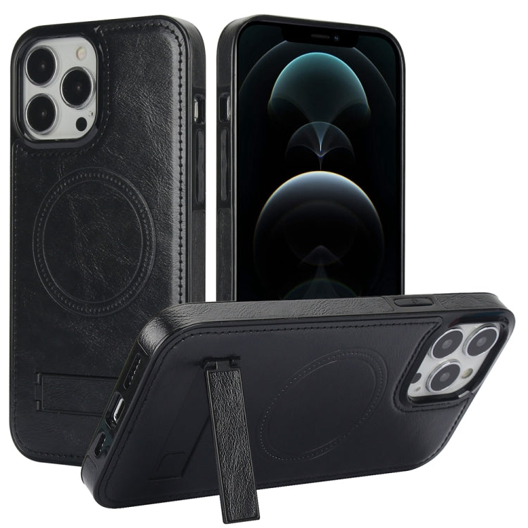 Retro Leather Invisible Stand MagSafe Phone Case, For iPhone 12 / 12 Pro, For iPhone 12 Pro Max, For iPhone 12 mini