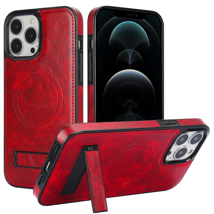 Retro Leather Invisible Stand MagSafe Phone Case, For iPhone 12 / 12 Pro, For iPhone 12 Pro Max, For iPhone 12 mini
