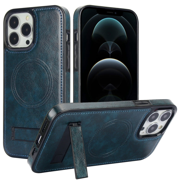 Retro Leather Invisible Stand MagSafe Phone Case, For iPhone 12 / 12 Pro, For iPhone 12 Pro Max, For iPhone 12 mini