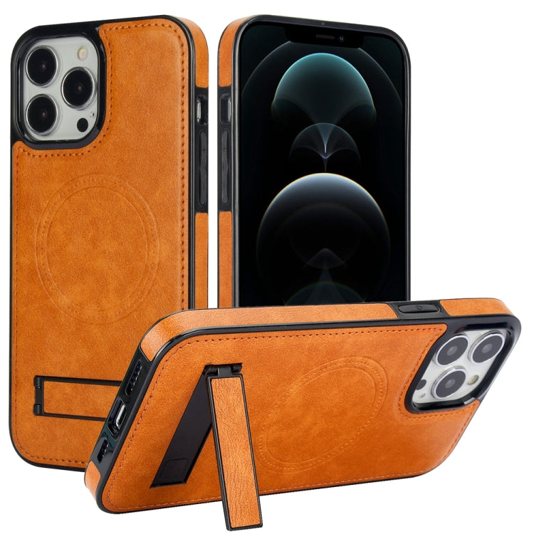 Retro Leather Invisible Stand MagSafe Phone Case, For iPhone 12 / 12 Pro, For iPhone 12 Pro Max, For iPhone 12 mini