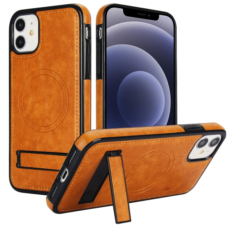 Retro Leather Invisible Stand MagSafe Phone Case, For iPhone 12 / 12 Pro, For iPhone 12 Pro Max, For iPhone 12 mini